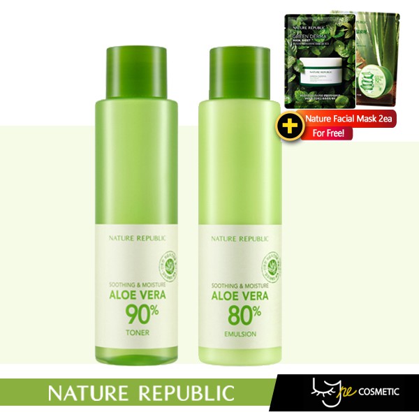 Nature Republic Soothing Moisture Aloe Vera Skin Care Set Skin Emulsion Toner Shipping From Korea K7ru Shopee Thailand