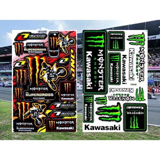 Kawasaki Supercross สติกเกอร์คู่กงเล็บนกสติกเกอร์แต่งซิ่รถมอเตอร์ไซค์ บิ๊กไบค์ รถยนต์ หมวกกันน็อค เนื้อPVC เคลือบเงา