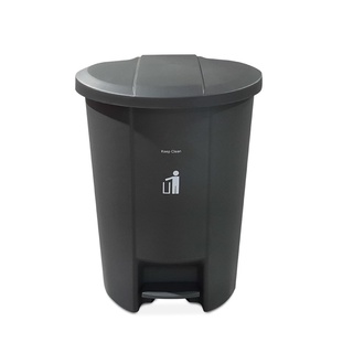 ถังขยะพลาสติกทรง Semi-Round COMBI WARE G2281-DGRY สีเทา 50 ลิตร ถังขยะ Semi-Round Plastic Trash Can COMBI WARE G2281-DGR