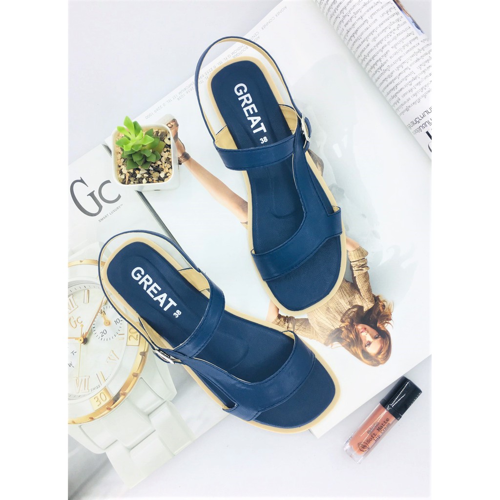 GREAT-B46BL รองเท้าแตะผู้หญิงแฟชั่น รองเท้าแตะผู้หญิง ไซส์ใหญ่ เบา พื้นนิ่ม ใส่สบาย ไซส์ครบ 36-45