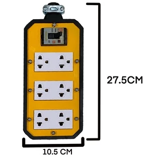 บล๊อคยางพาราแท้ JPS 6 ช่องเสียบ มีเบรคเกอร์ 4x8 BK ปลั๊กสนาม (Without power cord)