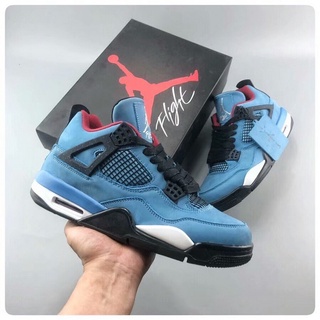 ◇✴✖ﺴ☬☊Nike Men s Basketball Shoes Nike AJ4 Travis Scott x Air Jordan 4 "Houston Oilers"รองเท้าใส่เดินกลางแจ้งรองเท้าวิ่ง