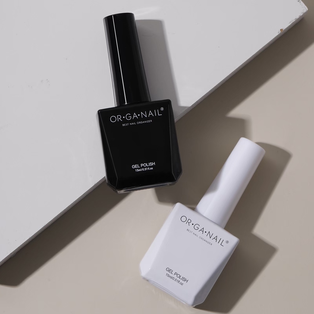 สีเจล OR•GA•NAILสีขาว สีดำ ขนาดบรรจุ 15ML new package สีทาเล็บเจล Organail