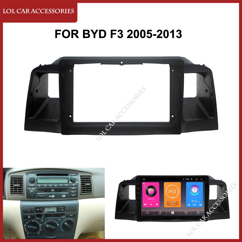 กรอบแดชบอร์ดวิทยุรถยนต์ 9 นิ้ว สําหรับเครื่องเล่น BYD F3 2005-2013 2 Din DVD Gps Mp5 Android