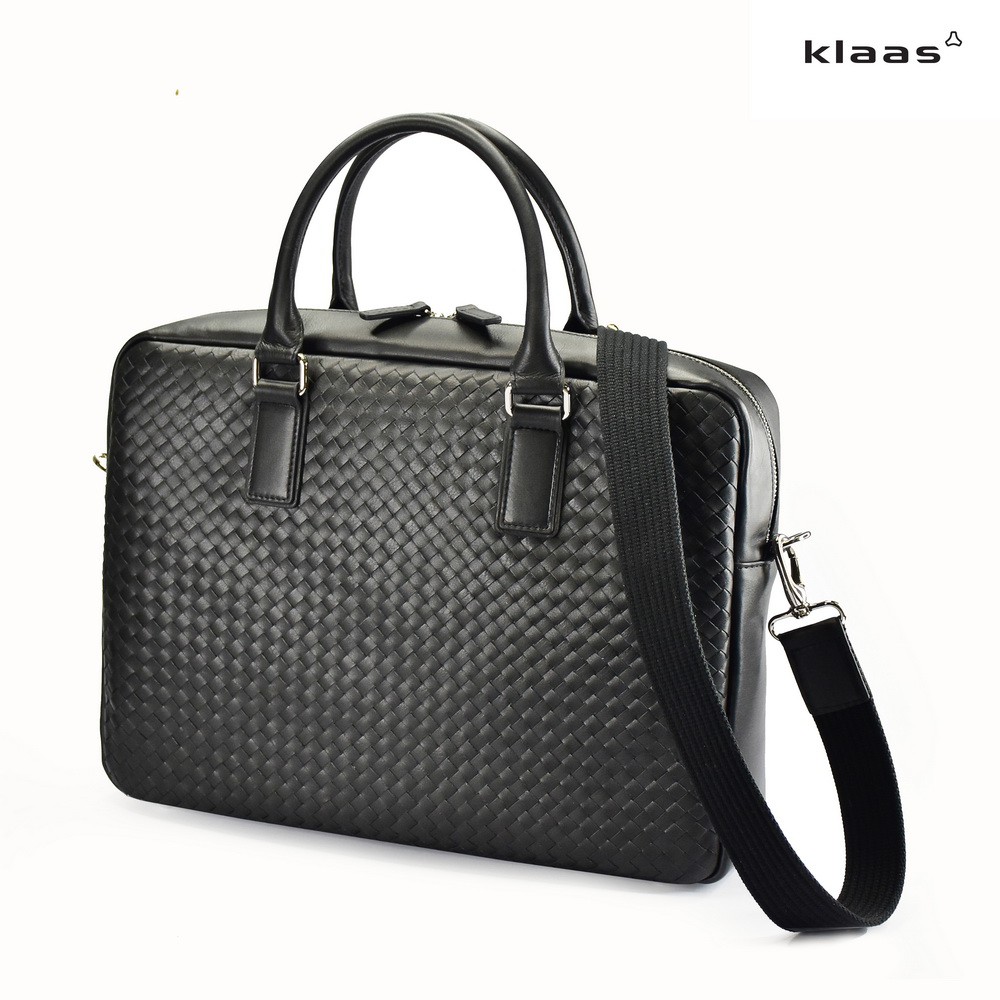 02-367 laptop bag intrecciato กระเป๋าเอกสารสานหนังแท้ กระเป๋าผู้ชายสานหนังแท้ กระเป๋าใส่คอมสานหนังแท้ แบรนด์ klaas
