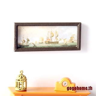 Gogo&amp;dollhouse ภาพวาดสีน้ํามัน รูปเรือใบ ขนาด 1:12 สําหรับตกแต่งผนังบ้านตุ๊กตา