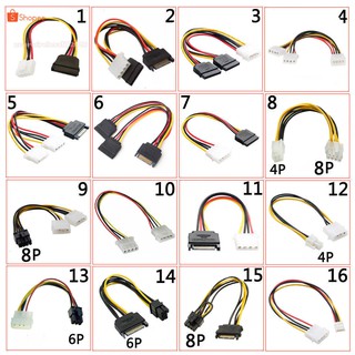 สาย Power Sata สายไฟ ฮาร์ดดิสก์ สายไฟการ์ดจอ Cable Y-Power IDE molex 6Pin-8pin-4Pin-15Pin-SATA-4Pin-IDE-Molex-15Pin-SATA