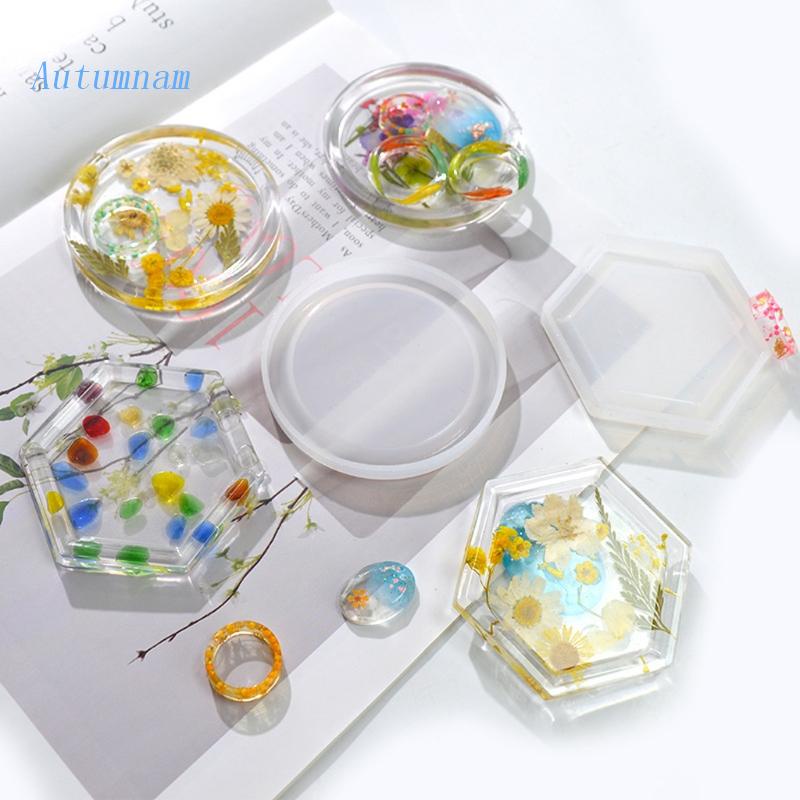 Round Hexagonal Dish Resin Mold Silicone Jewelry Tray oap Dish  Hold Molds