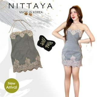 NITTAYA เดรสสก๊อตลูกไม้สายคล้อง(*เช็คสต๊อกก่อนกดสั่ง)