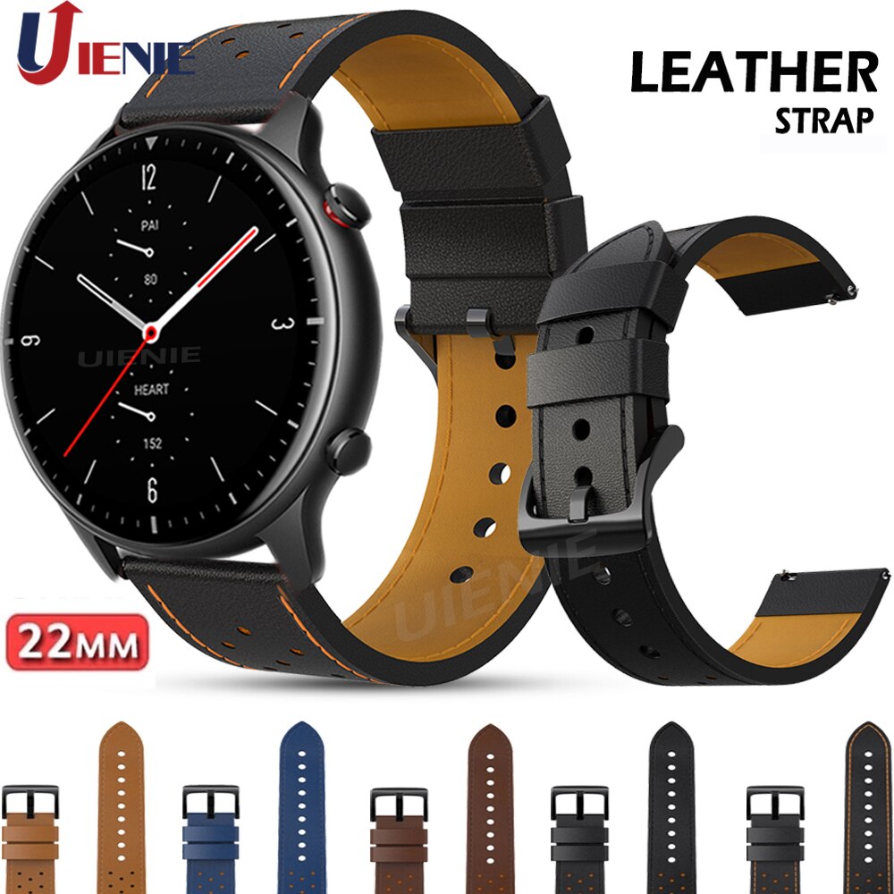 22mm Leather Band for Xiaomi Huami Amafit Gtr 2 2e/ Gtr 47mm Strap Bracelet Watchband Sport Replacement Wristband