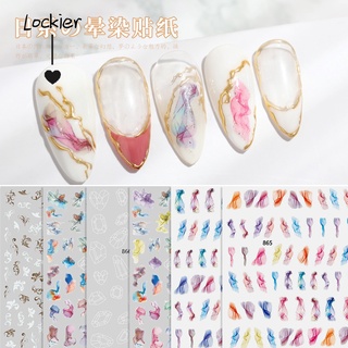 [Lockier] ใหม่ สติกเกอร์ ลายหินอ่อน ไล่โทนสีน้ํา 3d แบบบางพิเศษ สไตล์ญี่ปุ่น สําหรับติดตกแต่งเล็บ