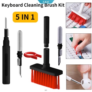 5-in-1 multifunctional Cleaning Kit แปรงทำความสะอาดคีย์บอร์ด, เครื่องมือทำความสะอาดหูฟัง, น้ำยาทำความสะอาดคีย์บอร์ด, ชุดดึงคีย์แคปสำหรับ PC eirpods Pro 1 2