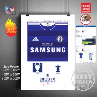 สติกเกอร์โปสเตอร์ ลายฟุตบอล Chelsea FC 11/12 สําหรับตกแต่งผนังบ้าน