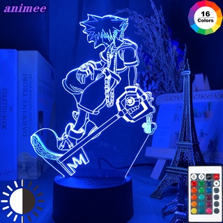 โคมไฟกลางคืน Led รูปเกม Kingdom Hearts Sora Keyblade เปลี่ยนสีได้ สําหรับตกแต่งห้องนอนเด็ก