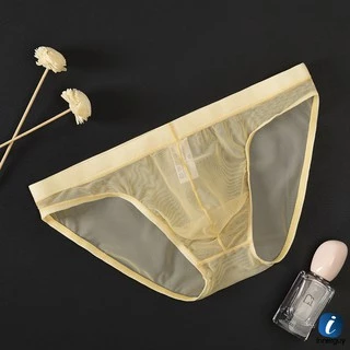 กางเกงในชาย Bikini ซีทรู เป้านูน เอวต่ำ ผ้าตาข่ายซทรูทั้งตัว บางเบา/นิ่ม ใส่ง่าย ระบายความชื้นได้ดี
