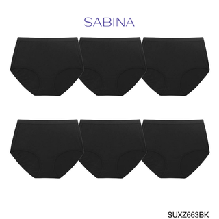 Sabina กางเกงชั้นใน (Set 6 ชิ้น) (ทรง Haft) รุ่น Panty Zone รหัส SUXZ663BK สีดำ