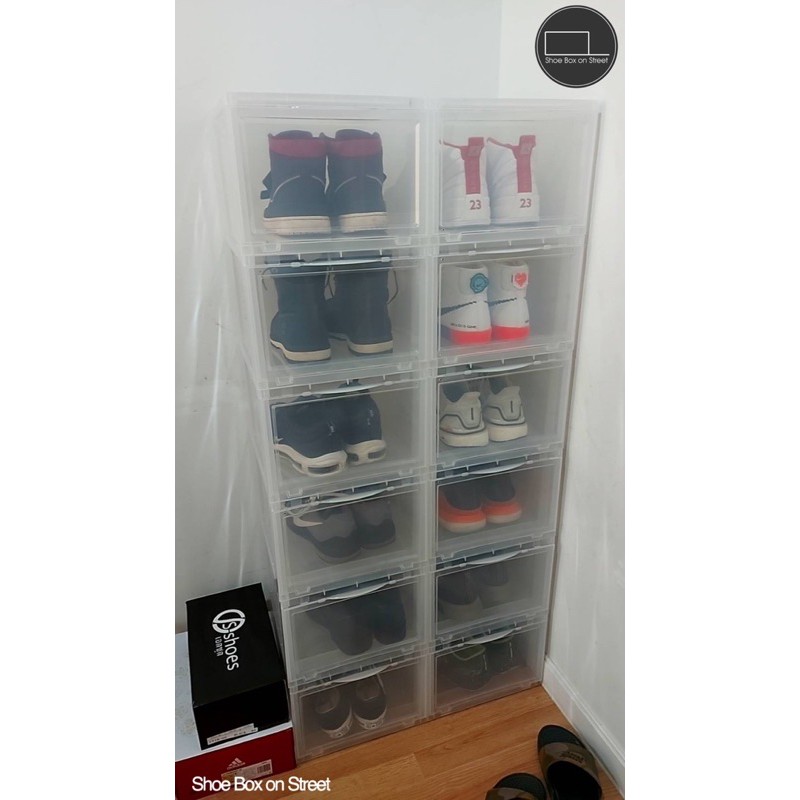 กล่องรองเท้า Shoe Box on Street V2 ขนาดใหญ่ สีขาว1ชุด มี 4กล่องโปรดอ่านรายละเอียดก่อนสั่งซื้อด้วยค่ะ