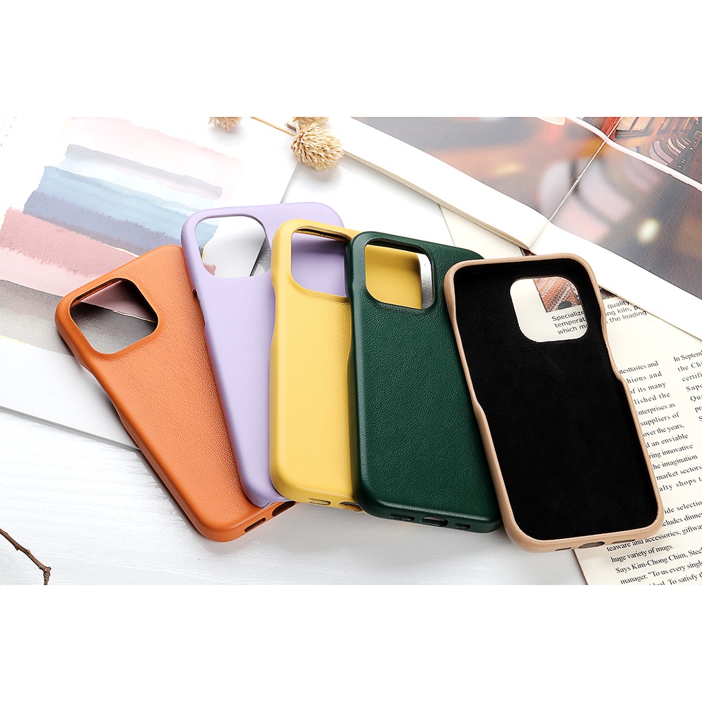 เคสสําหรับ iPhone 11 12 13 Pro Max Lambskin Grain หนัง PU ฝาครอบป้องกันแบบแข็ง
