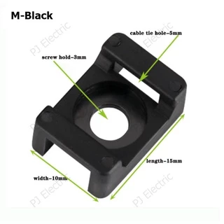 50 แป้นสกรูยึดเคเบิ้ลไทร์สีดำหรือขาว (Saddle Type Tie Mount) มี 3 ขนาดให้เลือก เล็ก กลาง หรือ ใหญ่