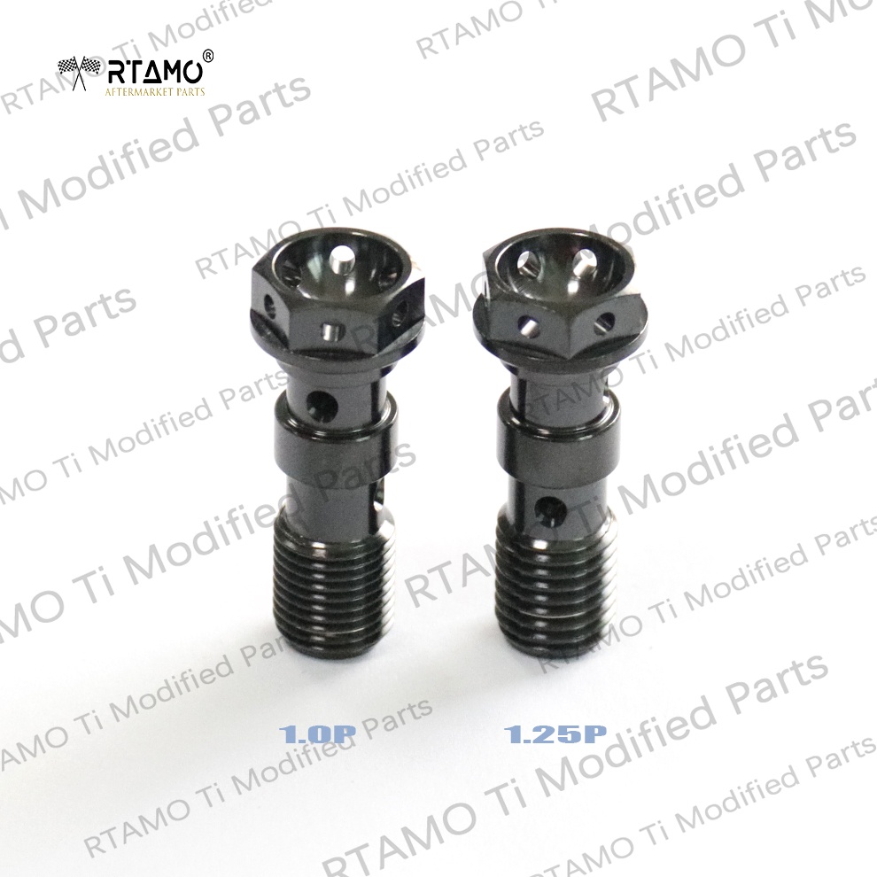 RTAMO ไทเทเนียม Gr5 น๊อตน้ำมันเบรค(ตัวยาว) Hel แบบ 2 รู ขนาดM10 เกลียว1.0 Brembo ปั๊ม M50 M50s GP4-RX และ1.25 Tmax R1 ราคา ถูกที่สุด ดีลบีเคเค แกลเลอรีภาพที่ 8