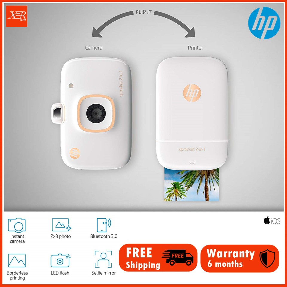 HP Sprocket 2-in-1 เครื่องพิมพ์ภาพผสมกล้องถ่ายรูปแบบพกพา (Portable Printer)