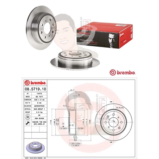 08 5719 10 จานเบรค ล้อ R (ยี่ห้อ BREMBO) รุ่น Std HONDA City ZX 1.5 (iDsi / Vtec) ปี 2002-2007 /HONDA Jazz GD Vtec ปี...