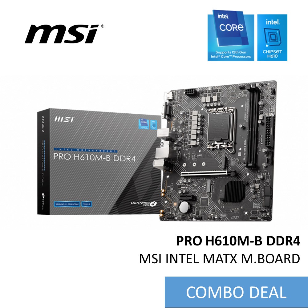 MSI PRO H610M-B DDR4 LGA 1700 INTEL MOTHERBOARD i3-12100 12100F i5-12400 12400F