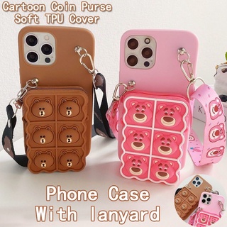 Pop it สําหรับ Samsung Galaxy S22 S21 Ultra S20 plus S22+ S21+ S20+ S21FE S20FE S10E S6 S7 edge S10lite เคสมือถือ Soft TPU Case เคสป้องกัน Cute Cartoon Strawberry Bear คลายเครียด กระเป๋าใส่เหรียญ เคสซิลิโคน มีเชือกคล้อง