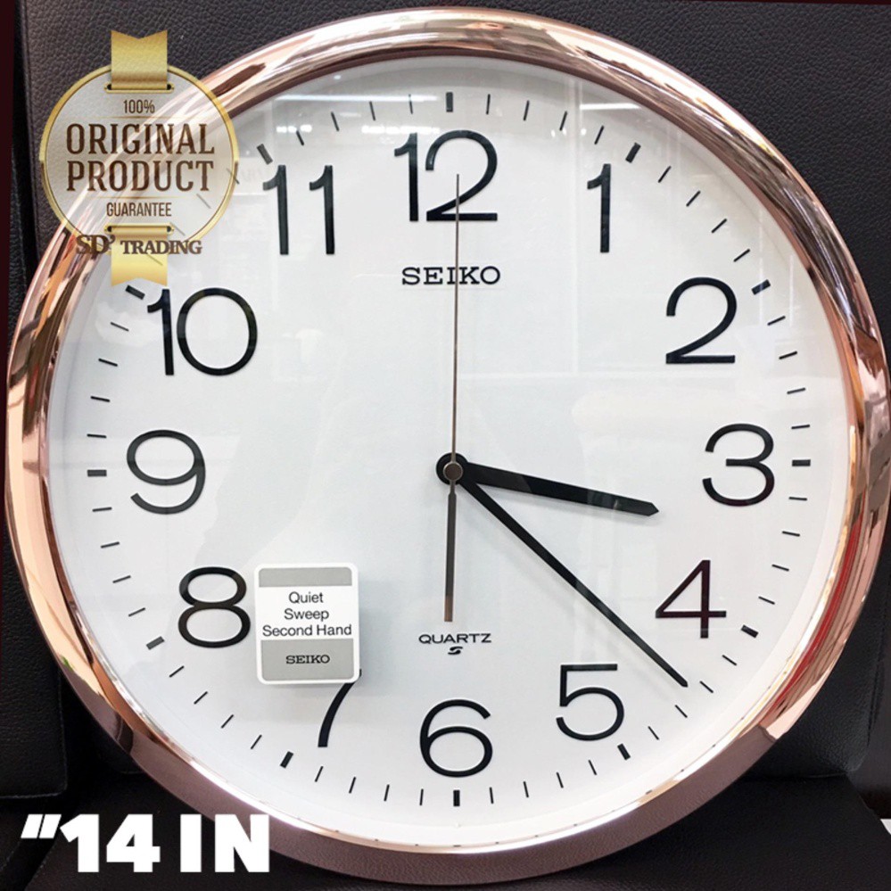 SEIKO นาฬิกาแขวน 14 นิ้ว ขอบPinkgoldหน้าขาว รุ่น PAA020F PAA020