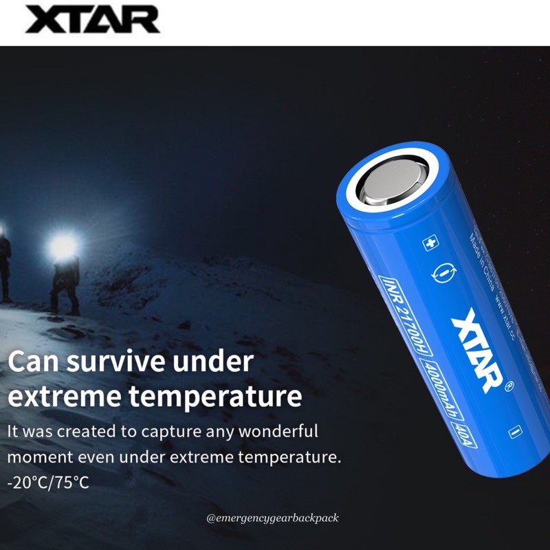 XTAR INR21700H 4000mAh 3.6V 40A High-drain Li-ion Battery