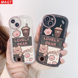 ใหม่ เคสโทรศัพท์มือถือแบบใส ลายชานมหมี หลากสี สําหรับ Samsung A14 A04 A13 A03 A02S A03S A23 A30S A11 A12 A51 A30 A50 A52 A20S A10S M11 M12 J7 PRIME J7 PRO J4 PLUS