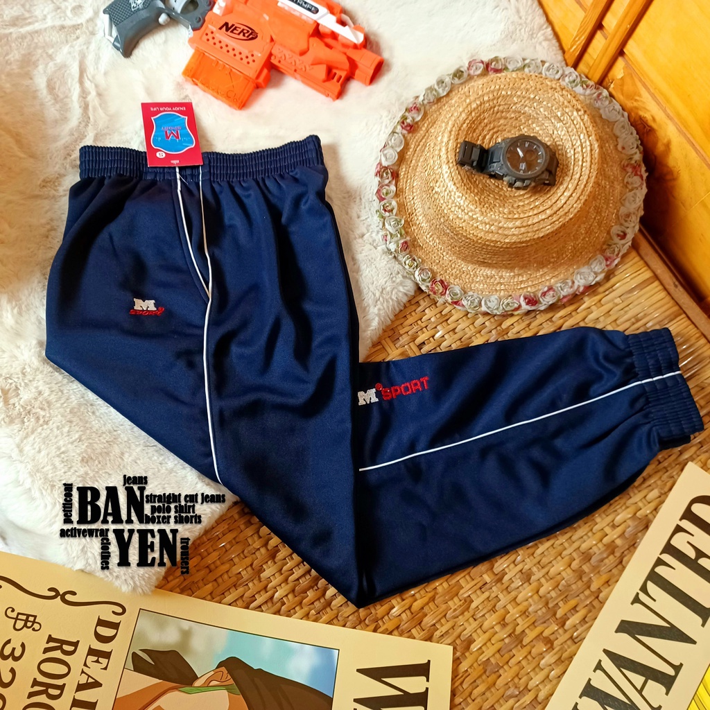 กางเกงวอร์ม M SPORT สีกลมกุ้นขาว กางเกงขารัด กางเกงขายาว เสื้อผ้าผู้ชาย เสื้อผ้าผู้หญิง