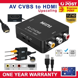 Composite AV CVBS 3RCA to HDMI อะแดปเตอร์แปลงสายเคเบิ้ลวิดีโอ 1080p Upscaling AV to HDMI