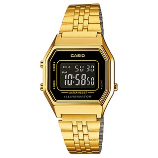 Casio Standard นาฬิกาข้อมือ สีทอง/ดำ สายสแตนเลส รุ่น LA680WGA-1BDF