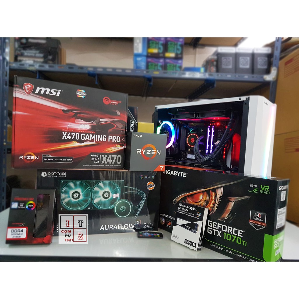 คอมชุดเซต Ryzen7 2700 Msi X470 gaming pro Gigabyte G1 GTX1070 TI OC RAM 16GB Bus3200 M.2 WD Black 24