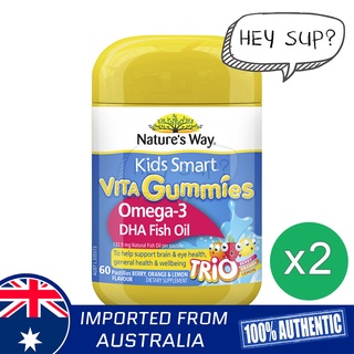 Natures Way Kids Smart Vita Gummies Omega-3 DHA Fish Oil 60 Gummies x 2