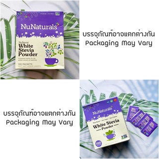 (NuNaturals®) NuStevia White Stevia Powder 100 Packets 100 g ผงให้ความหวานแทนน้ำตาล หญ้าหวานธรรมชาติ