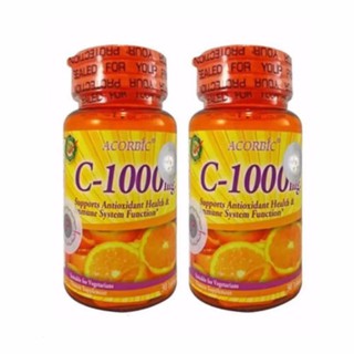 Acorbic VITAMIN C-1000mg . ผลิตภัณฑ์เสริมอาหาร วิตามิน-ซี 1000 มก.2 กระปุก (30 เม็ด/1กระปุก)#37