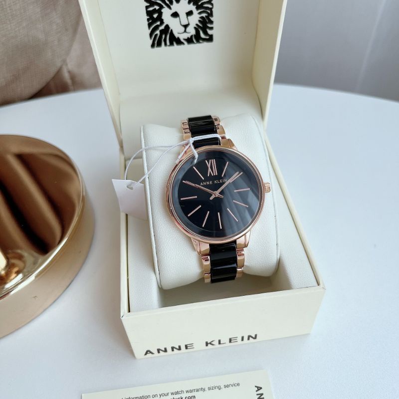 ✅นาฬิกา Anne Klein Women's Resin Bracelet Watch สีดํา