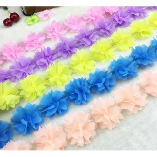 bestprice1920 ริบบิ้นผ้าชีฟองลายดอกไม้ 2 หลา 6 ซม. DIY สำหรับเย็บผ้า