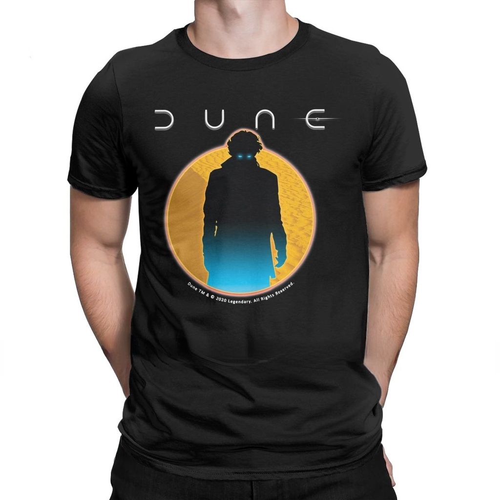 เสื้อยืดคอกลม ผู้ชายแฟชั่นเสื้อยืด Dune ภาพยนตร์แฟรงค์เฮอร์เบิร์ตนิยายวิทยาศาสตร์ลําลองเสื้อยืดชายแขนสั้นเสื้อยืดผู้ชายข
