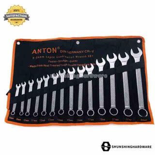 ANTON  แหวนข้าง ปากตาย ประแจแหวนข้างปากตาย  8-24mm 14ชิ้น GERMANY