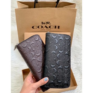 หนังแท้ !!COACH 58113 ZIP LONG WALLET​ กระเป๋าสตางค์ใบยาวแบบซิปรอบ