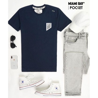 Miamibay T-shirt เสื้อยืด รุ่น Pocket แฟชั่น คอกลม ลายสกรีน ผ้าฝ้าย cotton ฟอกนุ่ม ไซส์ S M L XL