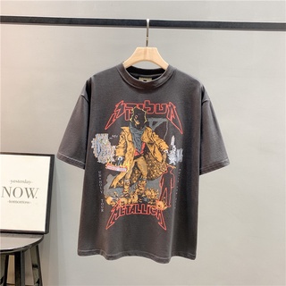 เสื้อยืดลําลอง ผ้าฝ้าย แขนสั้น พิมพ์ลาย METALLICA แฟชั่นวินเทจ สําหรับผู้ชาย และผู้หญิง S-5XL