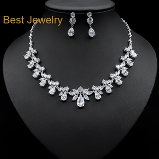 Best Jewelry ชุดเครื่องประดับเพชรเกรดพรีเมี่ยม ประกายไฟเทียเท่าเพชรแท้ เครื่องประดับออกงาน สร้อยเพชร รับ dropship