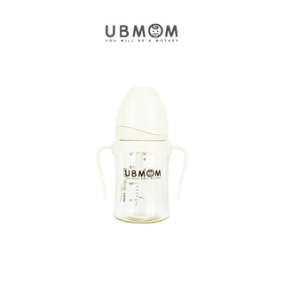 UBMOM PPSU ขวดหัดดื่ม สำหรับเด็ก พร้อมหลอด 200 มล. ตรายูบีมัม (สีขาว ปุยนุ่น)