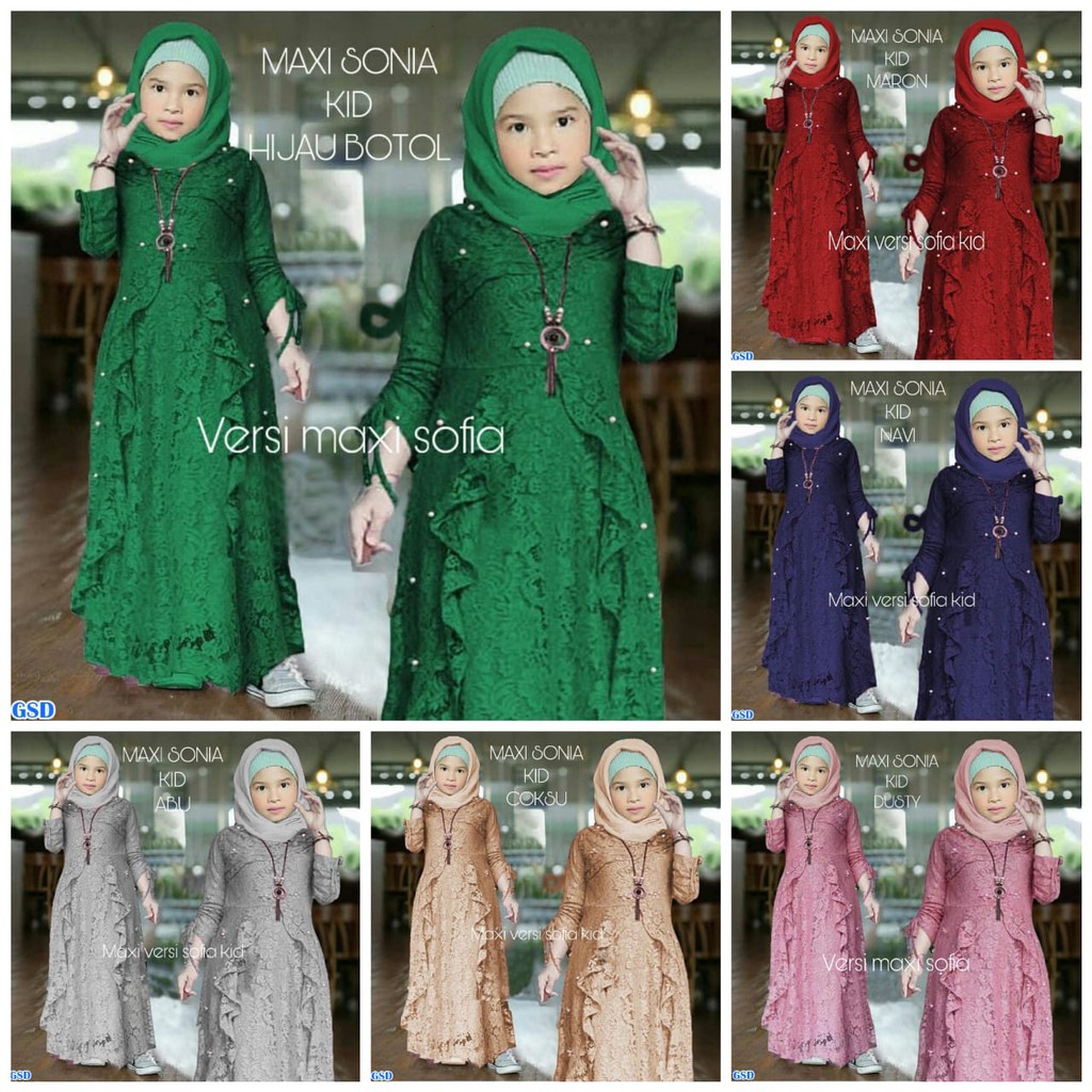 Maxi Sonia kids/children& 39;s gamis 9-12 ปี/เด็ก& 39;s maxi hijab/children& 39;s maxi overalls/s/sy