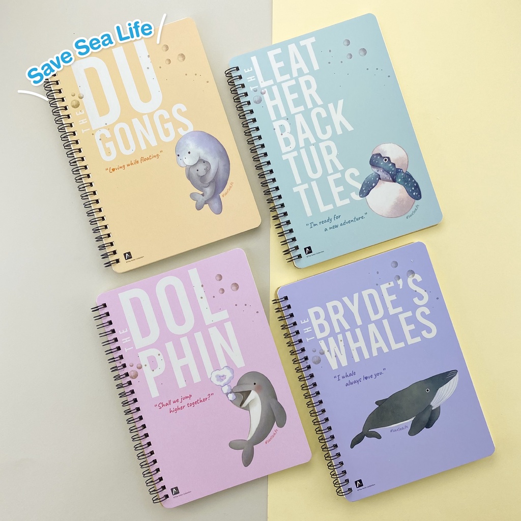 สมุดโน็ตสันห่วง สมุดจดบันทึก ขนาด A5 (ครึ่ง A4) : Save Sea Life