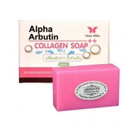 สบู่อัลฟ่าอาร์บูตินAlpha Arbutin collagen soap ขนาด 80 g. (1 ก้อน)